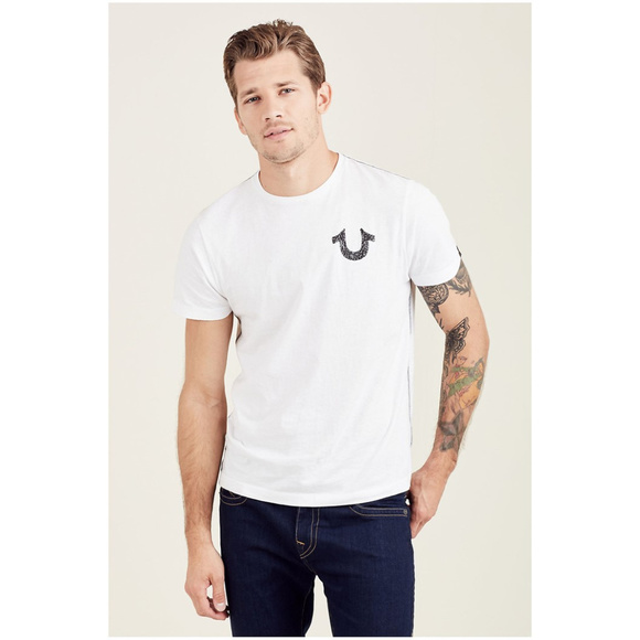 True Religion Men's Shoestring Horseshoe Logo Tee T-Shirt in White - Picture 2 of 3
